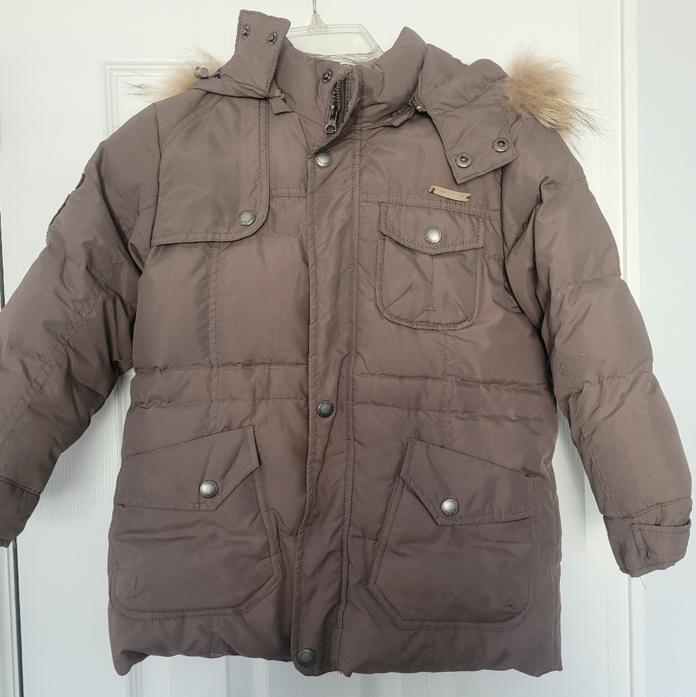 Youth kids olive brown padded coat